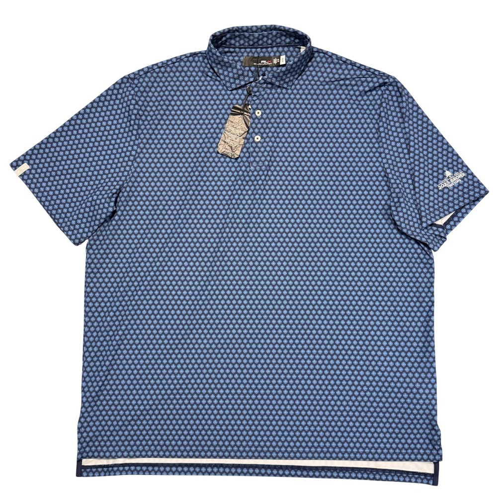RLX Ralph Lauren Polo Shirt Men XXL Wicking Blue Geometric Print New 2023 BROPEN